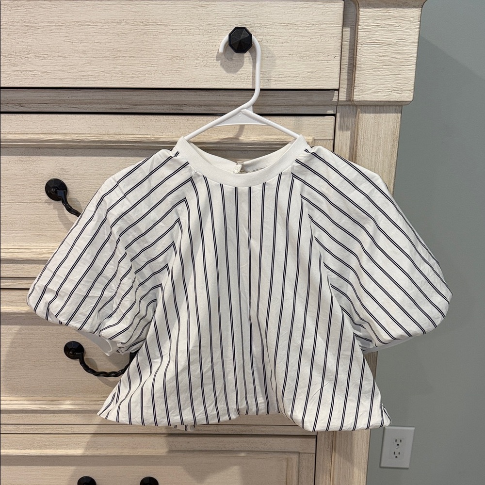 Maeve White and Black Striped Blouse